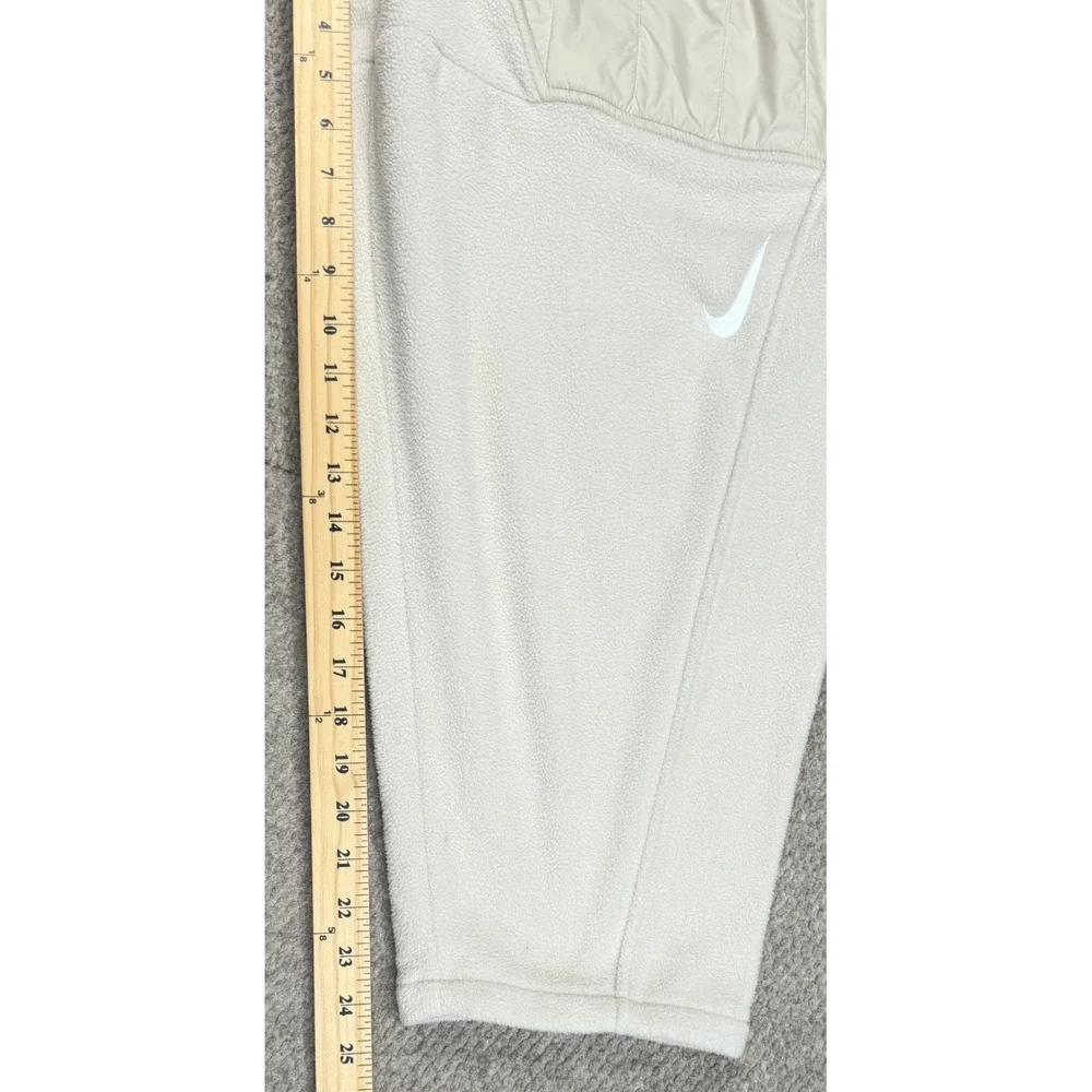 Nike Sportswear Women's Double Swoosh‎ Beige Curve Plush Fleece Pants Size XL